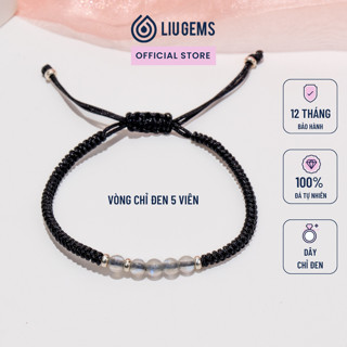 Vòng Tay Chỉ Đen 5 Hạt Đá Tự Nhiên Phong Thuỷ Liugems Nam Nữ Mang May Mắn, Sự Tự Tin, Lạc Quan CD05