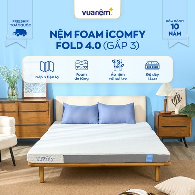 Nệm Foam icomfy Fold 4.0 nâng đỡ vượt trội, thoáng mát, lành tính