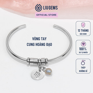 Vòng Tay 12 Cung Hoàng Đạo Chữ C Unisex Liugems Thép Không Gỉ Kết Hợp Đá Tự Nhiên Phong Thuỷ VT02