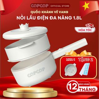 Nồi lẩu điện đa năng COPCOP nồi lẩu dung tích 1.8L tặng kèm khay hấp tiện lợi bảo hành 12 tháng