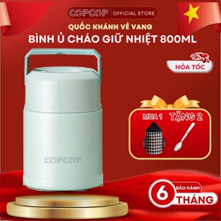 Bình ủ cháo giữ nhiệt Gianxi COPCOP dung tích 800ml, inox 316 chống gỉ, tặng kèm thìa và túi đựng