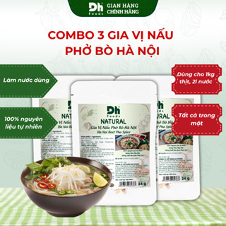 Combo 3 gói gia vị nấu phở bò Hà Nội Natural Dh Foods gia vị nấu phở hoàn chỉnh có kèm túi lọc