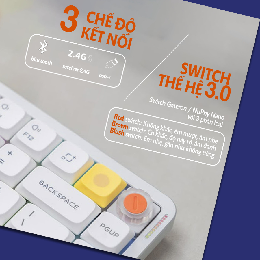 [CHÍNH HÃNG] Bàn phím cơ không dây Nuphy Air75 V3 - Bàn phím bluetooth, Low profile siêu mỏng, 3 mode kết nối, Núm xo | BigBuy360 - bigbuy360.vn