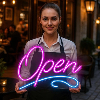  ⚡Đèn Trang Trí LED Neon OPEN treo Tường OPEN Nhiều Mẫu   Kèm nguồn và miếng dán treo tường  