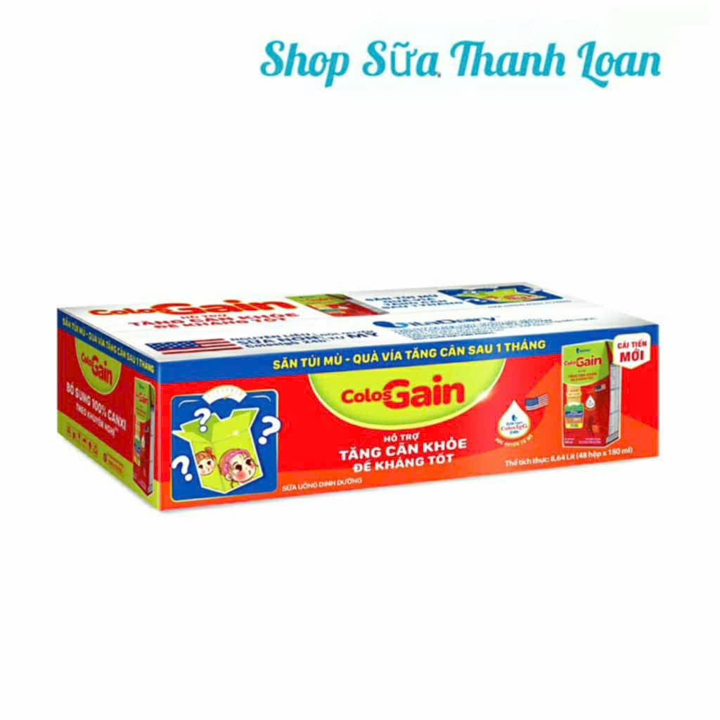 (HSD T12-2026) Thùng 24/ 48 Hộp Sữa Bột Pha Sẵn Vitadairy Colos gain 180ml.