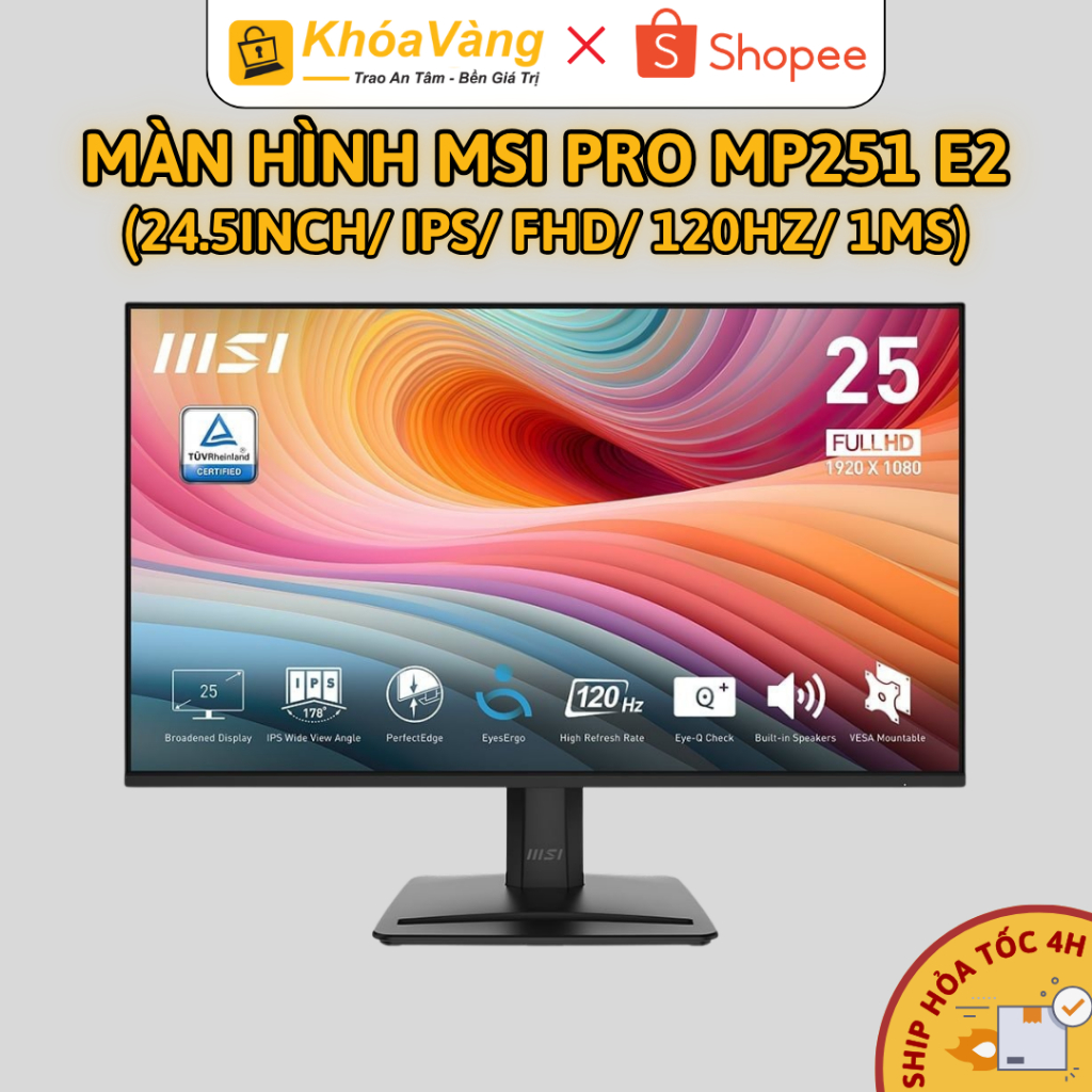 Màn hình MSI PRO MP251 E2 (24.5inch/IPS/FHD/120Hz/1ms/DP+HDMI+VGA) | Hàng chính hãng - Bảo hành 24 T
