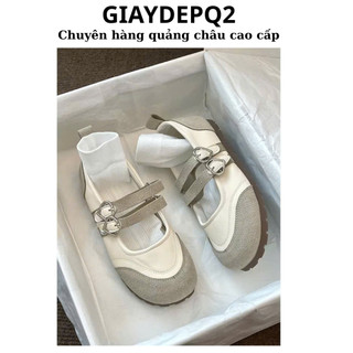  Giày bệt búp bê mary jane ballet CHUẨN CAO CẤP LOGO HÃNG da lộn 2 dây ngang khóa trái tim hot 2025 
