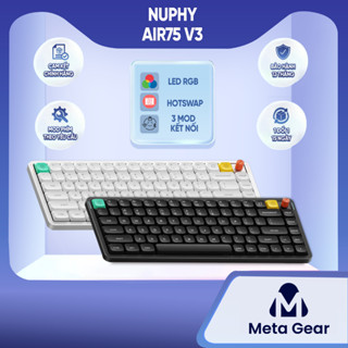 [CHÍNH HÃNG] Bàn phím cơ không dây Nuphy Air75 V3 - Bàn phím bluetooth, Low profile siêu mỏng, 3 mode kết nối, Núm xo