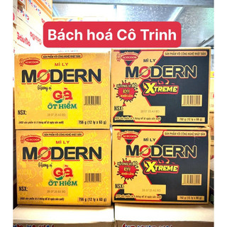  COMBO 12 LY MÌ ĂN LIỀN MODERN VỊ GÀ ỚT HIỂM   BÒ KAY XTREME 63G 