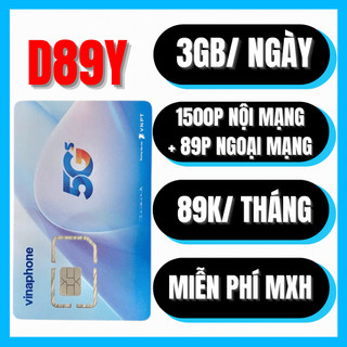 Miễn Phí Tháng Đầu Sim 5G Vina 1 Tỷ GB D89Y Tặng Data Tốc Độ Cao Vào Mạng Nghe Gọi Tẹt Ga Chỉ 89K/Tháng