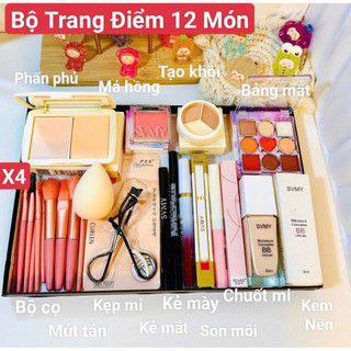  Bộ Trang Điểm 12 Món Makuep Cơ Bản Cho Nữ Mới Học Trang Điểm Đầy Đủ Kem nền+Phấn+Kem Che Khuyết Điểm+Son Kem 