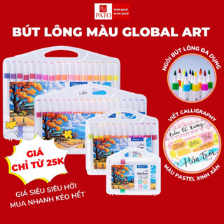 Bút Art Marker Ngòi Brush GLOBAL ART Bút Viết Calligraphy Trang Trí Tiêu Đề 12/24/36/48 Màu Bút Lông Màu Tô Màu Vẽ Tranh