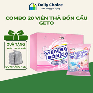  Combo 20 viên thả bồn cầu Geto hương đào khử mùi tẩy sạch giữ cho nhà vệ sinh luôn thơm mát 