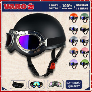 [Tặng Lưỡi Trai] Mũ bảo hiểm nửa đầu VARO ép nhiệt viền lưới-Nón Phi Công Cao Cấp BAO ĐẬP BAO TEST