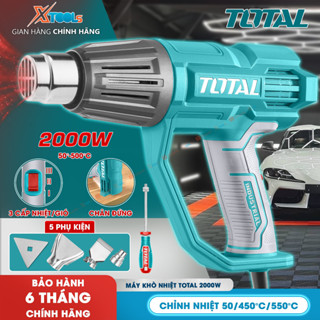 Máy khò nhiệt cầm tay TOTAL TB20078 2000W 50-550°C full phụ kiện Máy khò màng co, dán decal, dán film, máy thổi hơi nóng