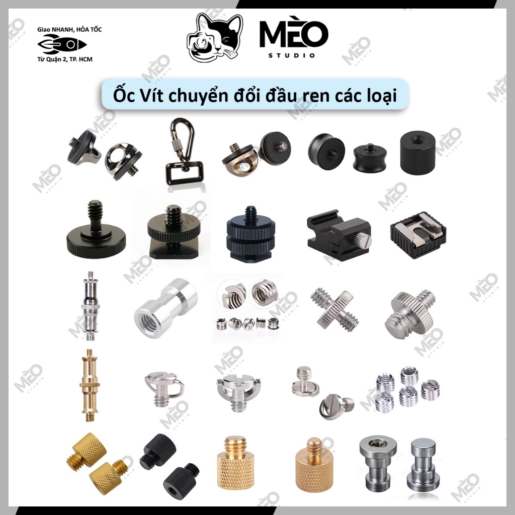 Đầu chuyển đổi ren đai ốc vít 1/4 inch và 3/8 inch phụ kiện chân máy ảnh - 955