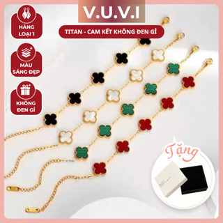   TẶNG HỘP  Bộ Vòng Tay Titan Cỏ Bốn Lá VUVI Thiết Kế Gọn Nhẹ Vừa Vặn Lắc Tay Chất Liệu Không Đen Gỉ - VVT2009 