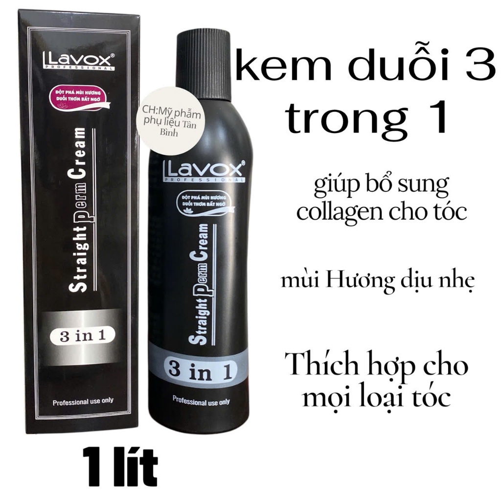 Kem Duỗi Lavox 3in1 / Lavox Traight Cream 3in1/ Chai 1000ml