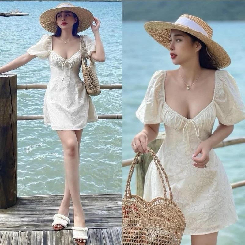 Đầm Váy Dáng Ngắn Bigsize nista Voan Thêu Hoa Nhún Ngực Tay Bồng Bigsize từ 60-90kg ToEp02 | BigBuy360 - bigbuy360.vn