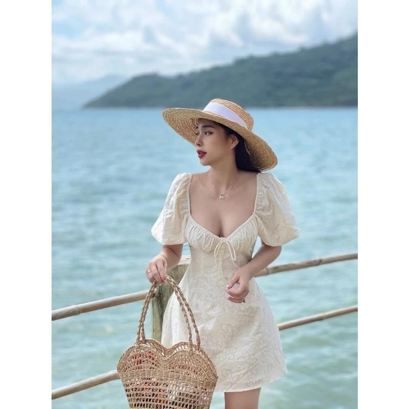 Đầm Váy Dáng Ngắn Bigsize nista Voan Thêu Hoa Nhún Ngực Tay Bồng Bigsize từ 60-90kg ToEp02 | BigBuy360 - bigbuy360.vn