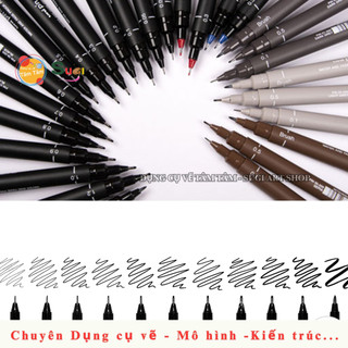 Bút line đi nét kháng nước Uni pin, màu Black UNI MITSUBISHI [ Sugi Art Shop ]