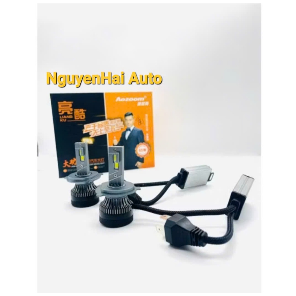 Combo 02 bóng đèn LED AOZOOM siêu sáng, 65W, 12V, H1,H4, H7, H11,9012,HB3, HB4 (BH 2 năm)