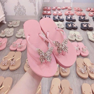 Dép kẹp nữ  đính charm bướm hot trend siêu bền đẹp chống nước trơn trượt