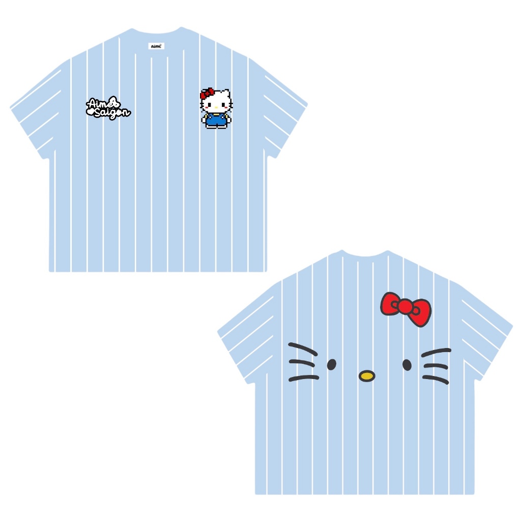 [Ver2] Áo Thun Boxy AIMÉ Cotton 250gsm Cổ Tròn Nam Nữ " FULL SỌC HELLO KITTY " Áo Phông Nữ Form Rộng Nữ Mùa Hè Kiểu Đẹp | BigBuy360 - bigbuy360.vn