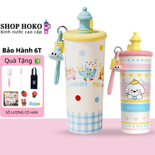Ly giữ nhiệt Sundy 700ml inox 316 có ống hút quai xách bình giữ nhiệt ShopHoKo họa tiết dễ thương