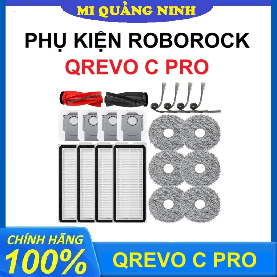 Phụ kiện Robot hút bụi Roborock QRevo C Pro - Chổi chính, Lọc hepa, Chổi cạnh, Khăn lau, Túi đựng rác