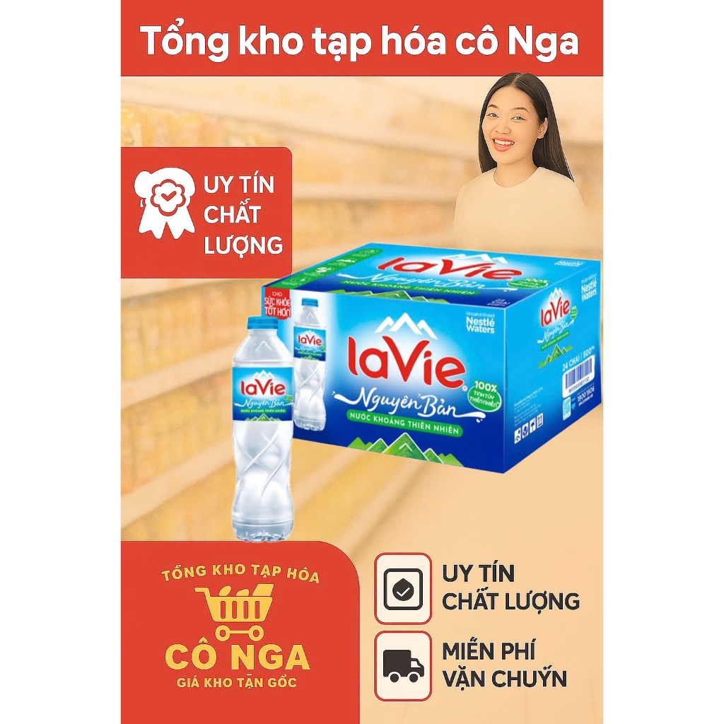 Thùng Nước Khoáng Lavie 24 chai 350ml/500ml - Giá rẻ mỗi ngày