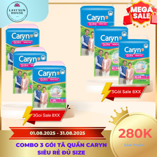 (COMBO 3 GÓI)Tã quần Caryn L28/M32/XL 24miếng siêu thấm hút, khô thoáng cả ngày,siêu tiết kiệm