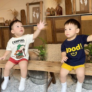Bộ đùi bé trai, sét 2 bộ cộc tay chất liệu cotton mềm cho bé từ 7 đến 22kg