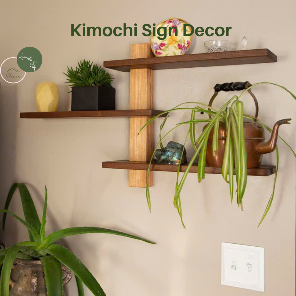 Kệ gỗ tự nhiên decor 3 tầng phong cách Bắc Âu Kimochi Sign