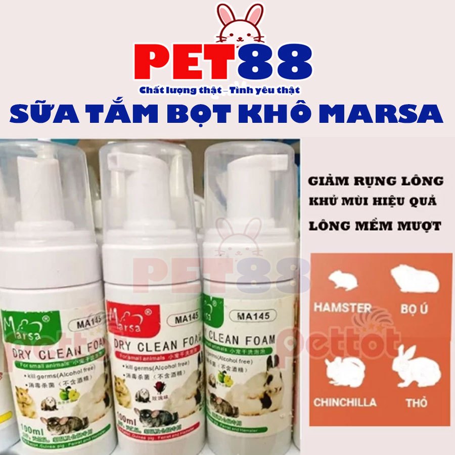 Sữa Tắm bọt Khô Marsa Cho Thỏ, Bọ Ú, Hamster, Chinchilla 100ml - PET88