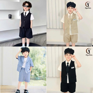  Vest Bé Trai Bộ Vest Cộc Bé Trai 3 Chi Tiết Phong Cách Hàn Quốc Hàng Thiết Kế Hãng MyaKids 