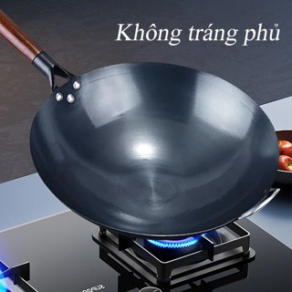 Chảo Thép Tôi Chống Dính Cán Gỗ Sồi Cao Cấp Đường Kính 30cm Chuyên Dùng Cho Nhà Hàng, kháng rỉ tốt