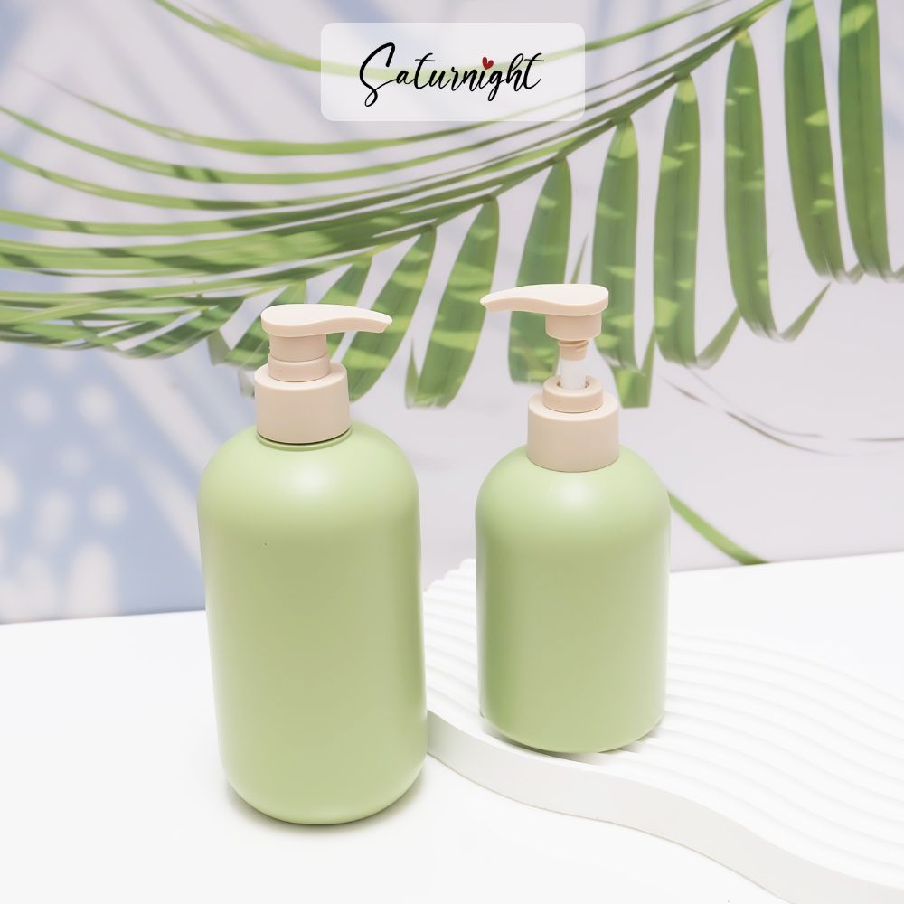 Bình nhựa SATURNIGHT đựng dầu gội, sữa tắm, nước rửa tay 300ml, 500ml - Xanh đậu BTP