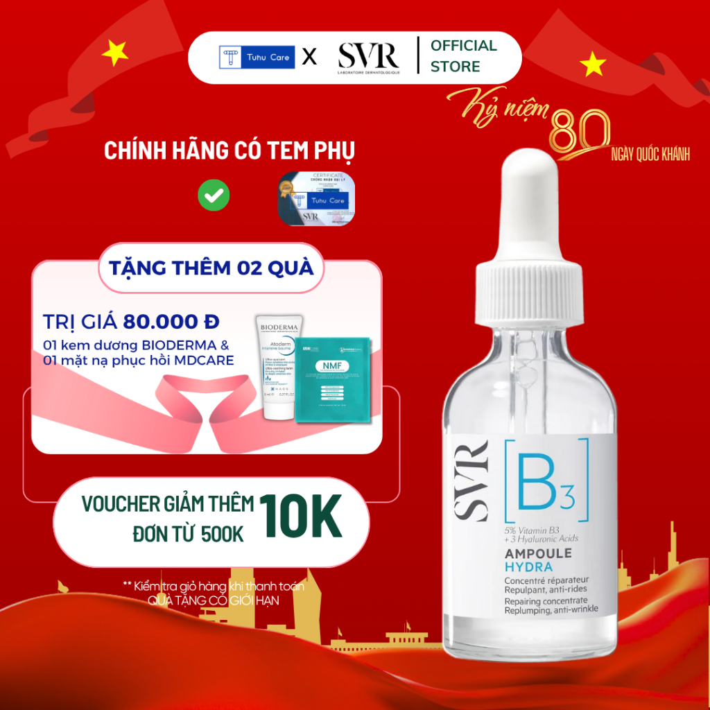 Serum SVR B3 Ampoule Hydra 10ml&30ml Dưỡng Ẩm, Ngăn Ngừa Nếp Nhăn & Phục Hồi Da