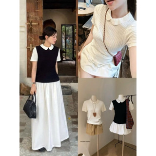 Áo Len Vặn Thừng Cổ Sen cộc Tay J.J hàng QC style Ulzzang diện thu xinh-Dành Cho Nữ