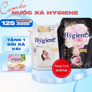  COMBO 2 Túi Nước Xả Vải Hygiene Hương Hoa Mẫu Đơn Và Hương Hạnh Nhân - Thể Tích 1100ML 