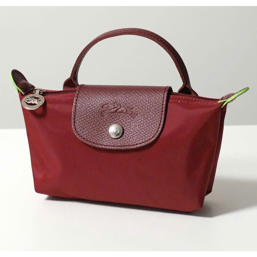 Túi Xách Longchamp Le Pliage Green Pouch With Handle Grenade Màu Đỏ Lựu