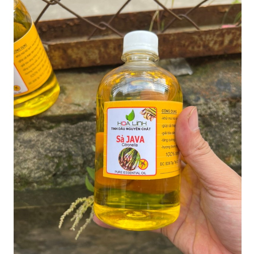 Chai to 500ml -100ml Tinh dầu sả  Java HLinh -Thơm phòng ,khử mùi hôi, xua đuổi côn trùng / Tặng 2 vỏ lọ treo xe