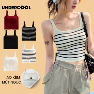 Áo thun ba lỗ 2 dây UNDERCOOL Basic khoét cổ form ôm chất vải thun tăm co giản thoải mái mát mẻ Kèm Mút Đệm Ngực ABL44