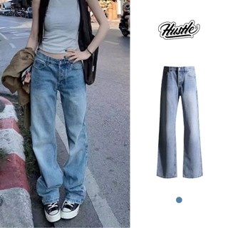  Quần Jeans ống đứng cạp cao xanh nhạt cho nữ. Quần bò lưng cao ống suông ôm vừa vặn tôn dáng 
