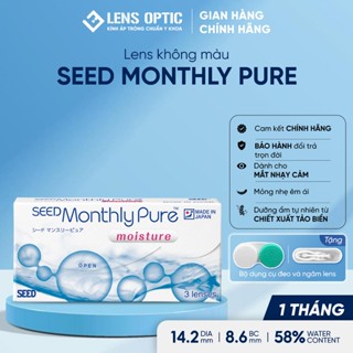 Lens 1 Tháng SEED MonthlyPure Moisture - Kính Áp Tròng Không Màu, Cận Từ -0.50 đến -12.00, Bền Bỉ
