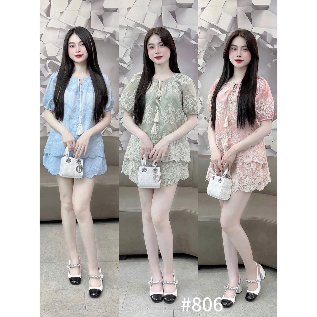 #D806M1 Set bộ mùa hè 2025 thêu hoa chất liệu thô boi nhật.loai1.Amy.yClothing