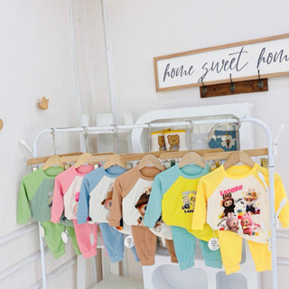 Bộ tăm lạnh dài tay Labubu siêu hot đáng yêu ngộ nghĩnh phù hợp thu đông cho bé trai bé gái từ 7-17kg