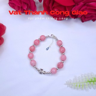   Quà Tặng Ý Nghĩa  Vòng tay lắc tay thạch anh hồng đậm phối bạc S925 | Vật Thánh Công Giáo 