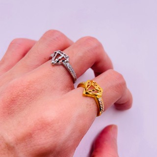  Nhẫn titan không phai không rỉ sét màu vàng và trắng mã 57 Nhẫn titan nữ bền màu trangsucmoiluatuoi.RIN 